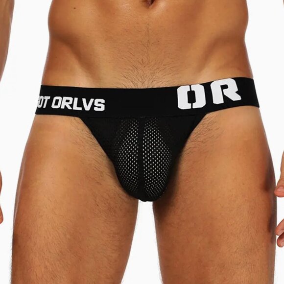 ORLVS Men's Black Sexy Low Waist Jockstrap XLarge XL - Picture 4 of 10
